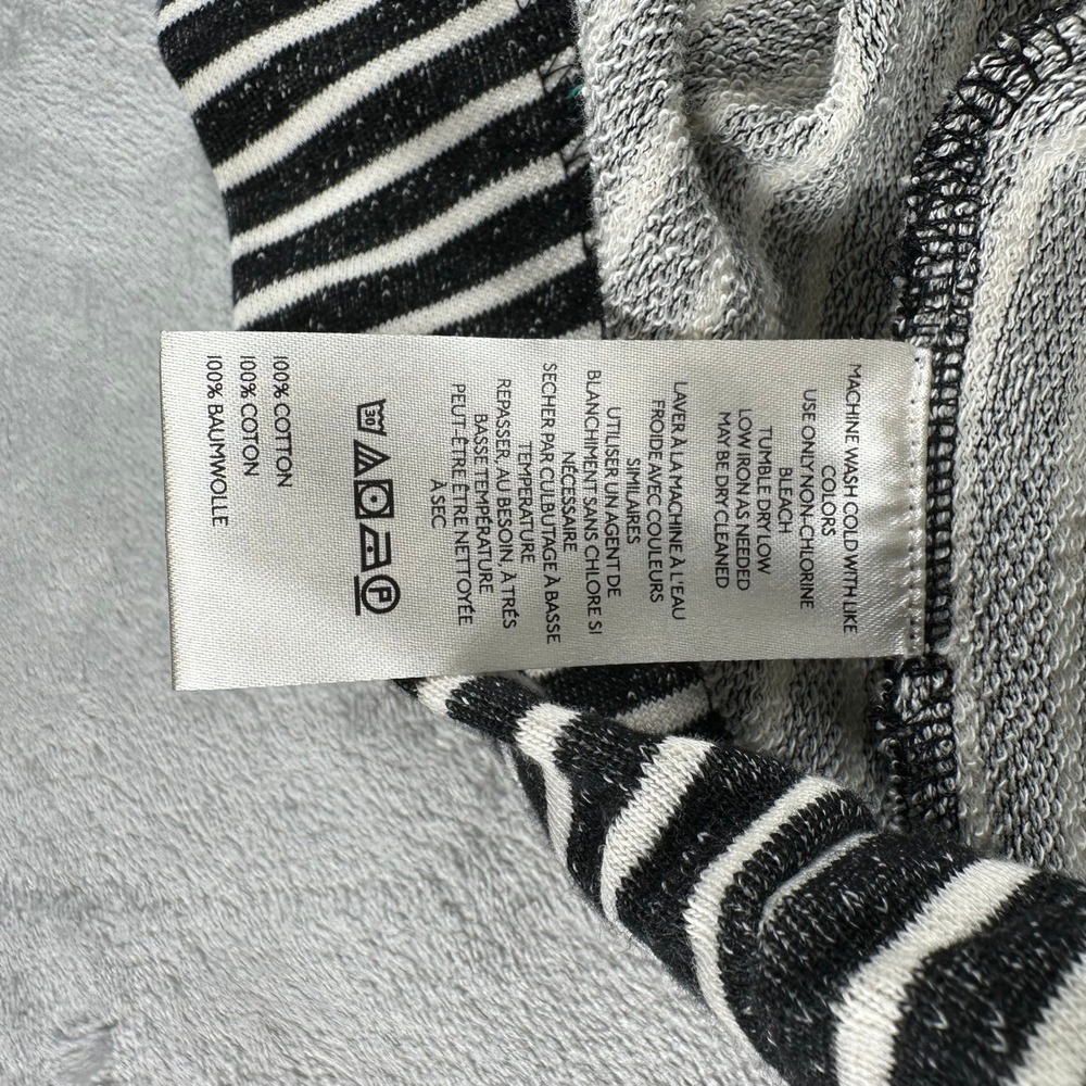 Pilcro Anthropologie Striped Hoodie Women M Black White AsymmetricalBoho Artsy - Picture 7 of 8